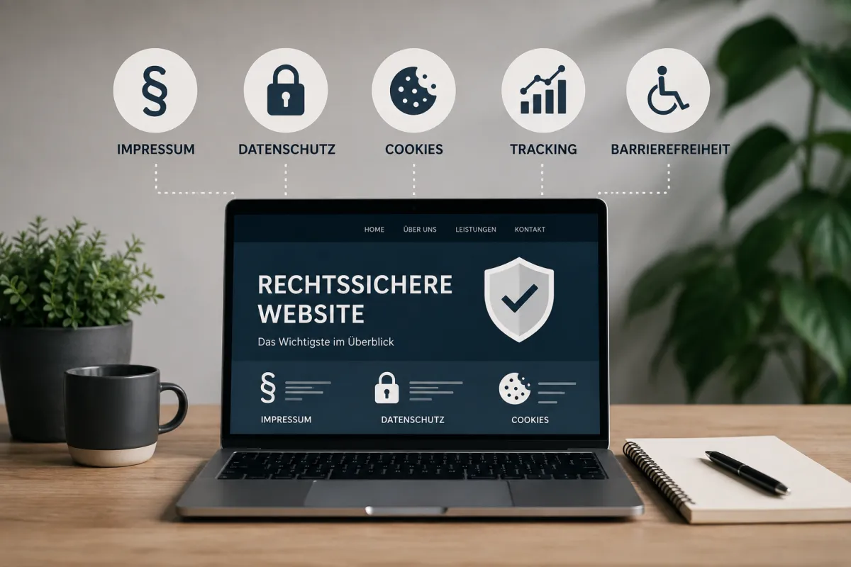 Beitragsbild: Was muss eine Website rechtlich beachten? Der praktische Überblick für Selbstständige und kleine Unternehmen