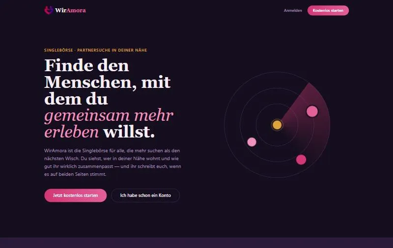 Projekt: WirAmora.de – Singlebörse (Web-App)