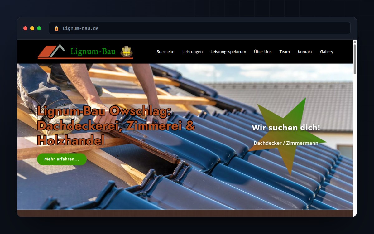 Projekt: Lignum-Bau – Dachdeckerei, Zimmerei & Holzhandel